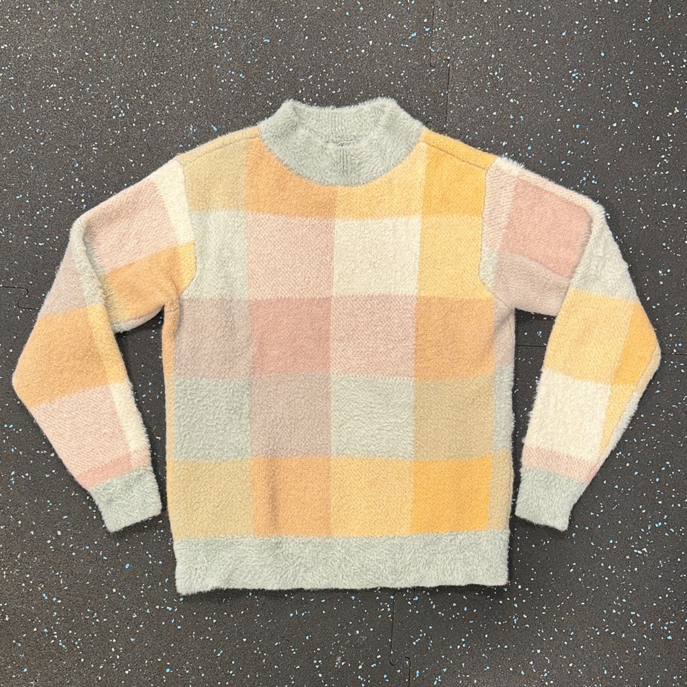 Ann Taylor pastel plaid wool blend sweater women’s size XS